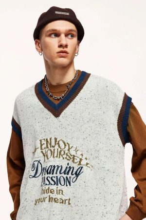Style Core Aesthetics, New Style Trends - Vintage Enjoy Yourself Knitted Sweater Vest