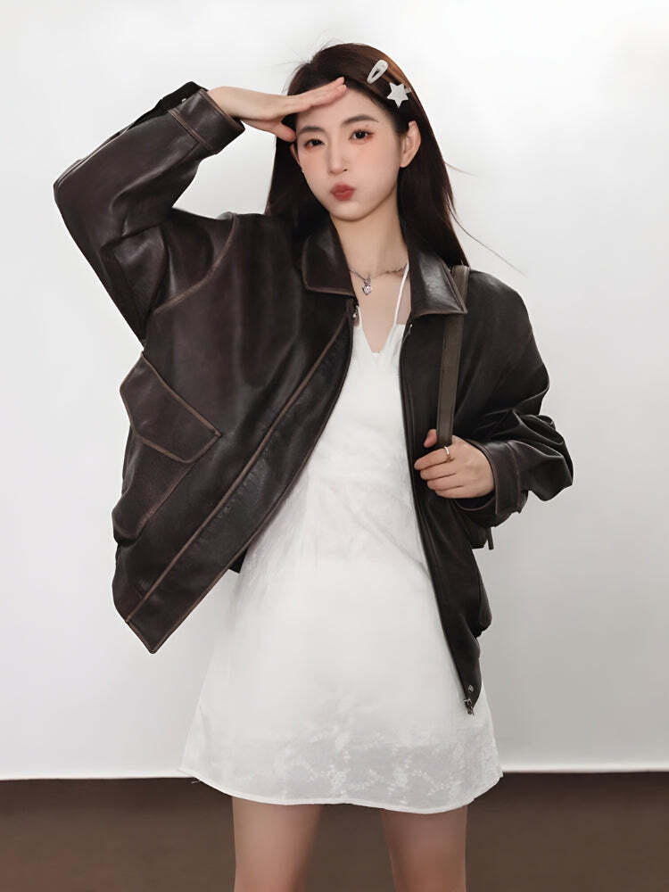 Style Core Aesthetics, New Style Trends - Vintage Faux Leather Jacket Style Core Aesthetics, New Style Trends - Vintage Faux Leather Jacket
