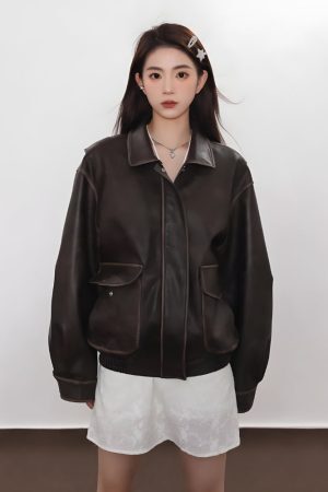 Style Core Aesthetics, New Style Trends - Vintage Faux Leather Jacket