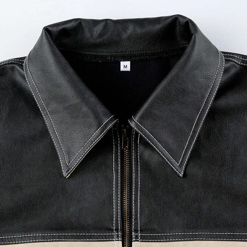 Style Core Aesthetics, New Style Trends - Vintage Grunge Biker Zip-Up Faux Leather Jacket Style Core Aesthetics, New Style Trends - Vintage Grunge Biker Zip-Up Faux Leather Jacket