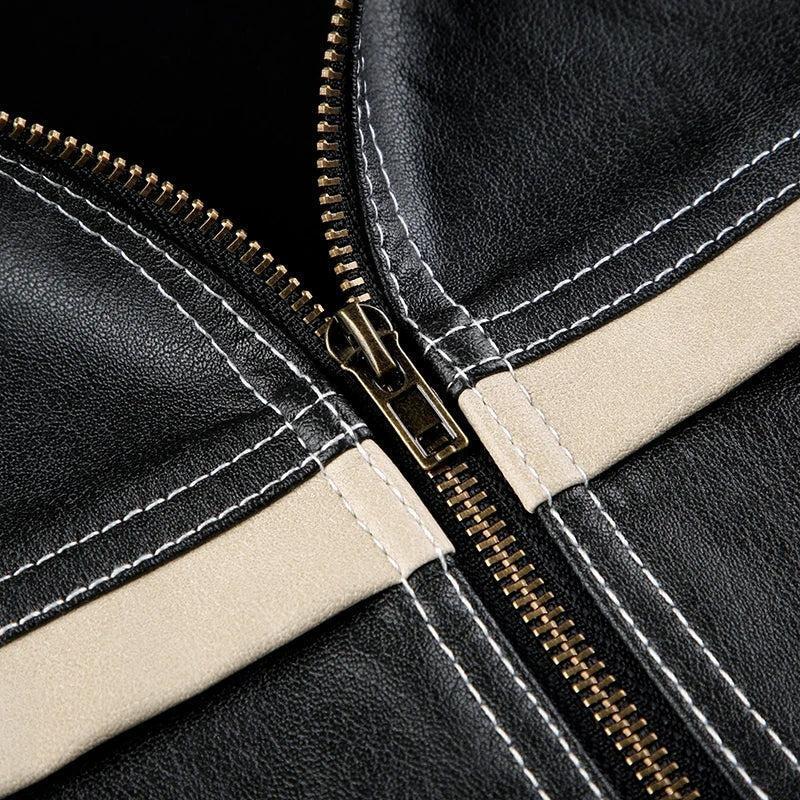 Style Core Aesthetics, New Style Trends - Vintage Grunge Biker Zip-Up Faux Leather Jacket Style Core Aesthetics, New Style Trends - Vintage Grunge Biker Zip-Up Faux Leather Jacket