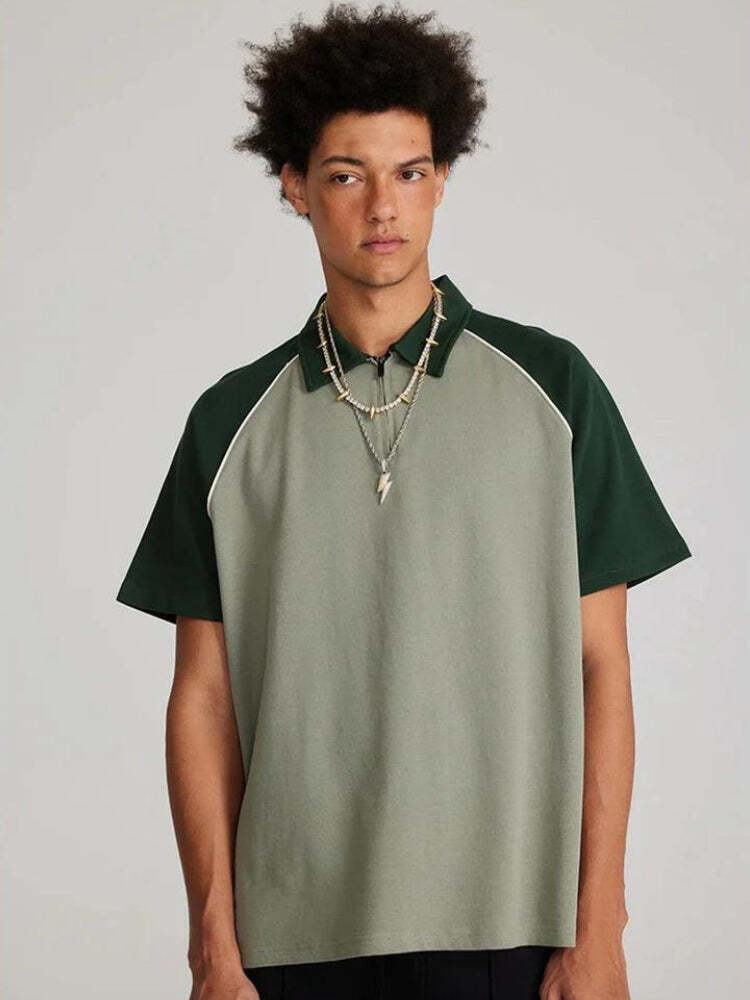 Style Core Aesthetics, New Style Trends - Vintage Half Zip-Up Polo Tee Style Core Aesthetics, New Style Trends - Vintage Half Zip-Up Polo Tee