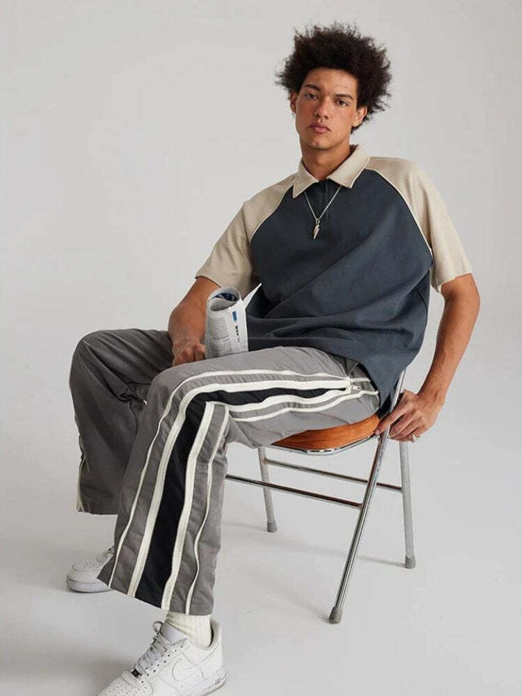 Style Core Aesthetics, New Style Trends - Vintage Half Zip-Up Polo Tee Style Core Aesthetics, New Style Trends - Vintage Half Zip-Up Polo Tee