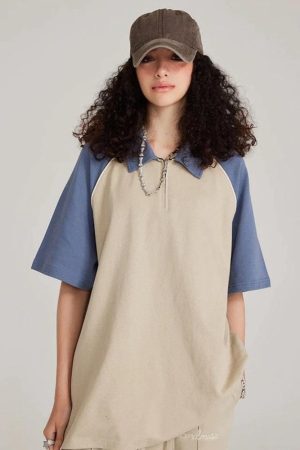 Style Core Aesthetics, New Style Trends - Vintage Half Zip-Up Polo Tee