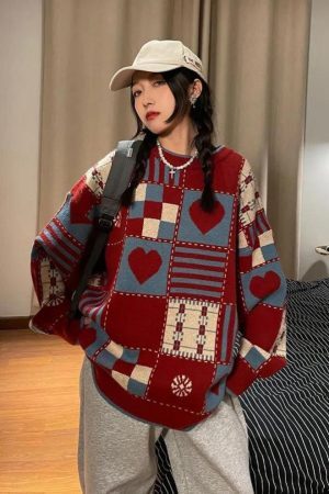 Style Core Aesthetics, New Style Trends - Vintage Heart Pattern Sweater