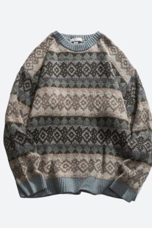 Style Core Aesthetics, New Style Trends - Vintage Jacquard Knitted Sweater