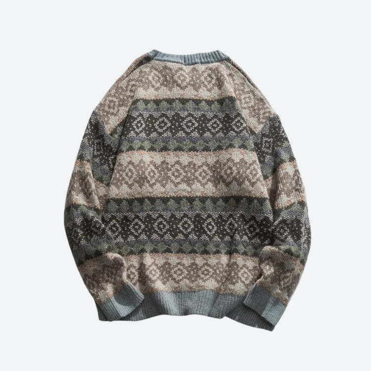 Style Core Aesthetics, New Style Trends - Vintage Jacquard Knitted Sweater Style Core Aesthetics, New Style Trends - Vintage Jacquard Knitted Sweater