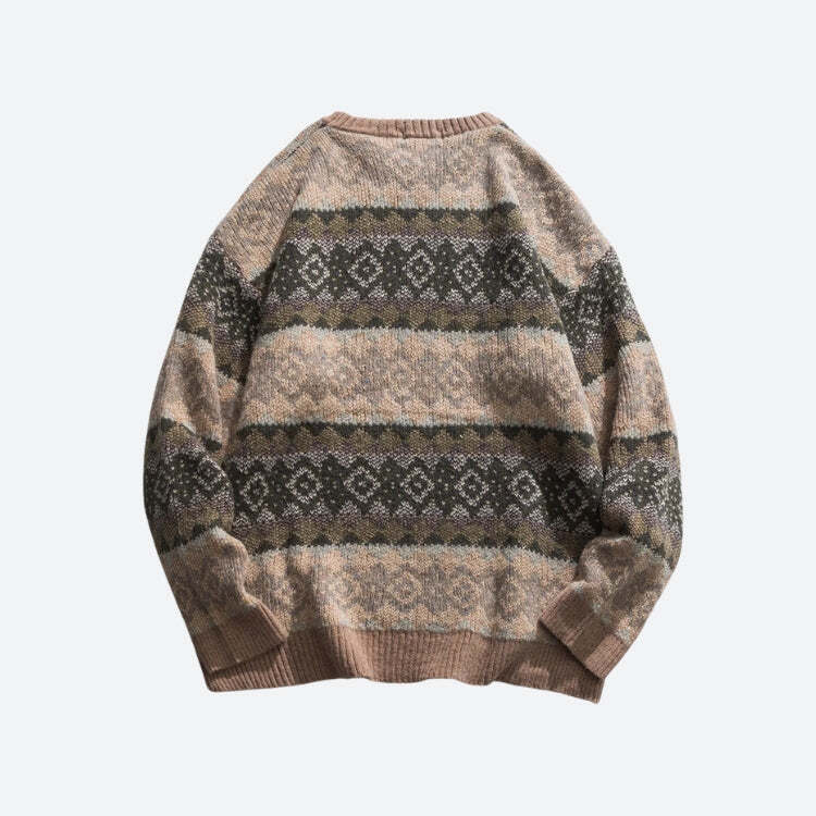 Style Core Aesthetics, New Style Trends - Vintage Jacquard Knitted Sweater Style Core Aesthetics, New Style Trends - Vintage Jacquard Knitted Sweater