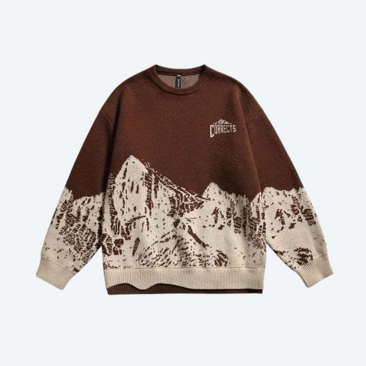 Style Core Aesthetics, New Style Trends - Vintage Mountain Knitted Sweater Style Core Aesthetics, New Style Trends - Vintage Mountain Knitted Sweater