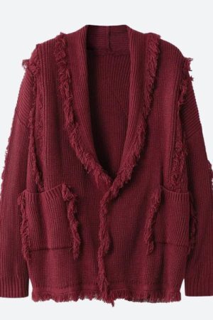 Style Core Aesthetics, New Style Trends - Vintage Pockets Tasseled Knitted Cardigan