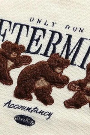 Style Core Aesthetics, New Style Trends - Vintage Teddy Embroidered Knitted Sweater