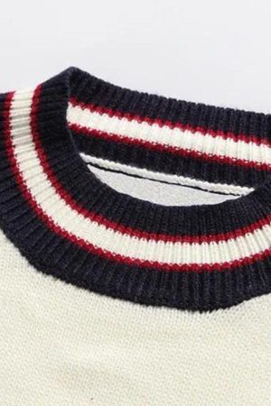 Style Core Aesthetics, New Style Trends - Vintage Teddy Embroidered Knitted Sweater