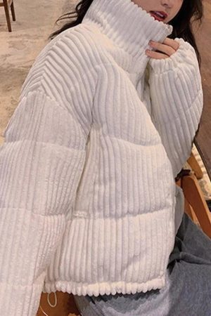 Style Core Aesthetics, New Style Trends - Vintage Zip Up Corduroy Padded Jacket