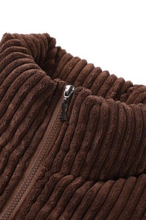 Style Core Aesthetics, New Style Trends - Vintage Zip Up Corduroy Padded Jacket