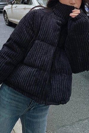 Style Core Aesthetics, New Style Trends - Vintage Zip Up Corduroy Padded Jacket