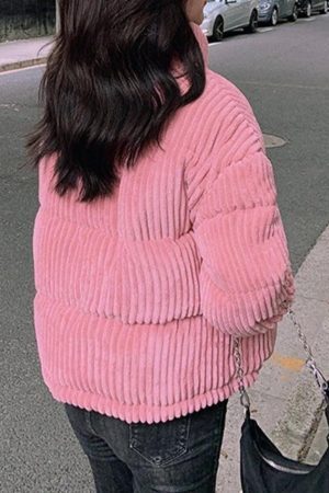 Style Core Aesthetics, New Style Trends - Vintage Zip Up Corduroy Padded Jacket