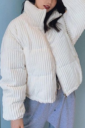 Style Core Aesthetics, New Style Trends - Vintage Zip Up Corduroy Padded Jacket