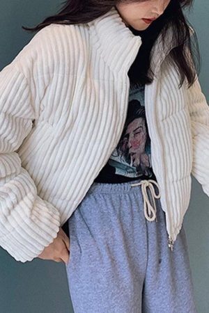 Style Core Aesthetics, New Style Trends - Vintage Zip Up Corduroy Padded Jacket