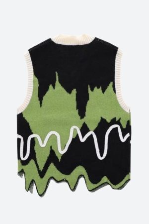 Style Core Aesthetics, New Style Trends - Weirdcore Wavy Striped Sweater Vest