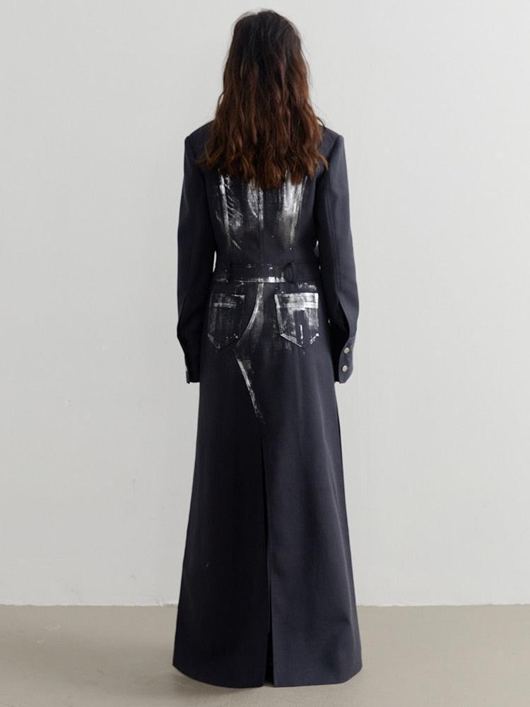 Style Core Aesthetics, New Style Trends - White Distressed Long Blazer Style Core Aesthetics, New Style Trends - White Distressed Long Blazer