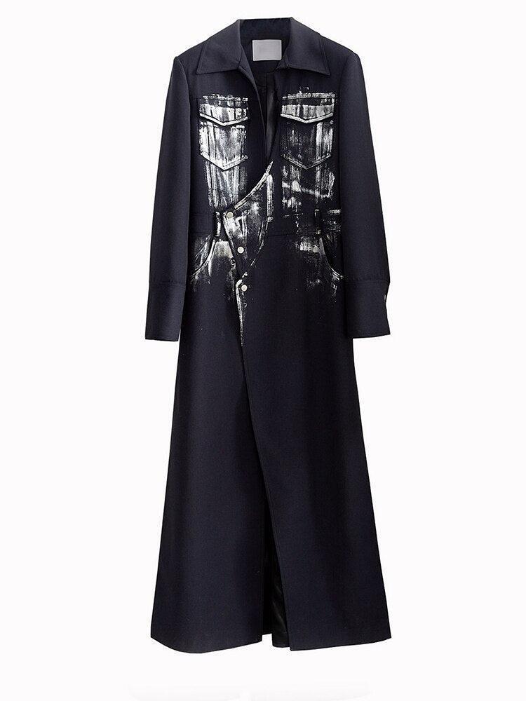 Style Core Aesthetics, New Style Trends - White Distressed Long Blazer Style Core Aesthetics, New Style Trends - White Distressed Long Blazer