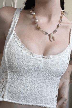 Style Core Aesthetics, New Style Trends - White Lace Cropped Tank Top