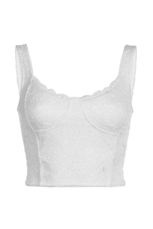 Style Core Aesthetics, New Style Trends - White Lace Cropped Tank Top