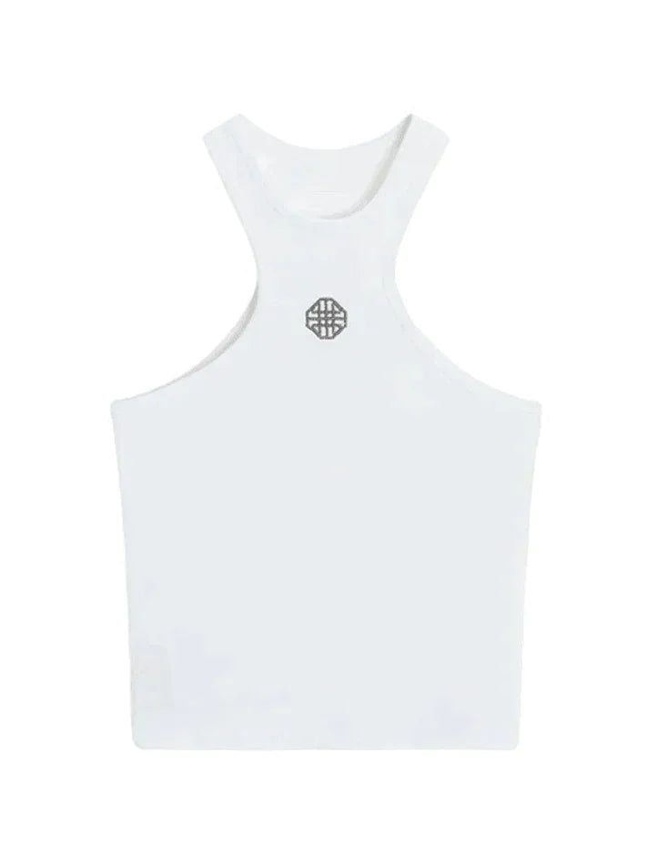 Style Core Aesthetics, New Style Trends - White Logo Ribbed Cropped Tank Top Style Core Aesthetics, New Style Trends - White Logo Ribbed Cropped Tank Top