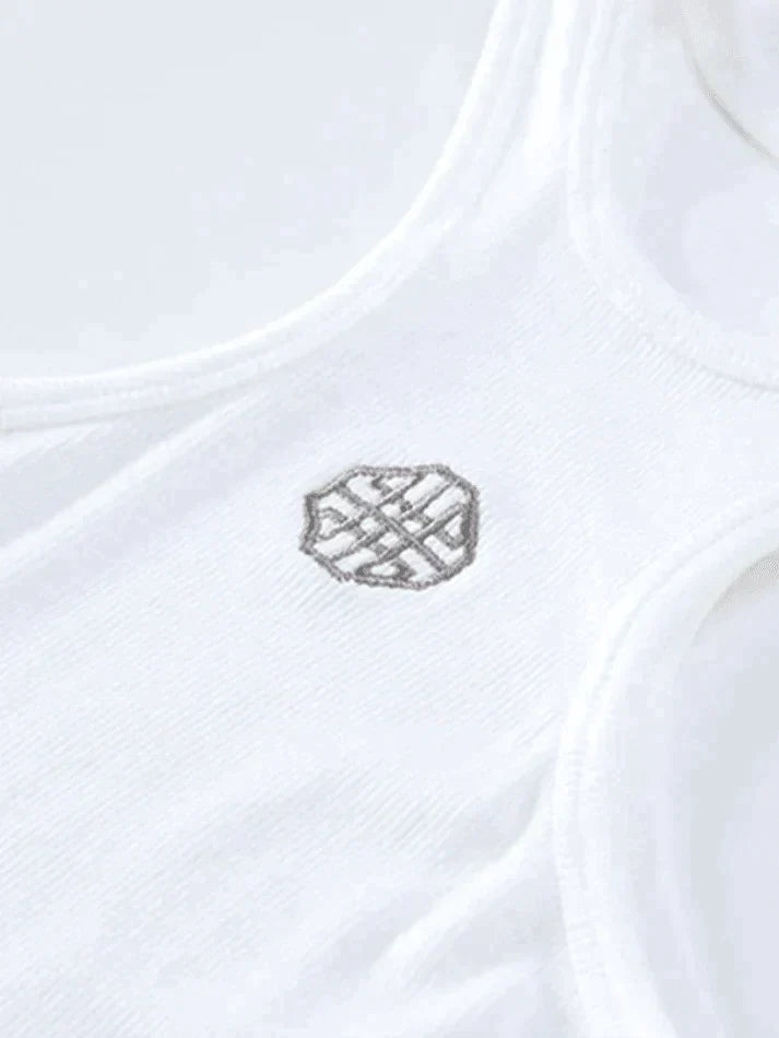 Style Core Aesthetics, New Style Trends - White Logo Ribbed Cropped Tank Top Style Core Aesthetics, New Style Trends - White Logo Ribbed Cropped Tank Top