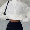 Style Core Aesthetics, New Style Trends - White Stretchy Hem Cargo Style Thin Crop Jacket