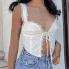 Style Core Aesthetics, New Style Trends - White Tie Front Lace Cropped Tank Top