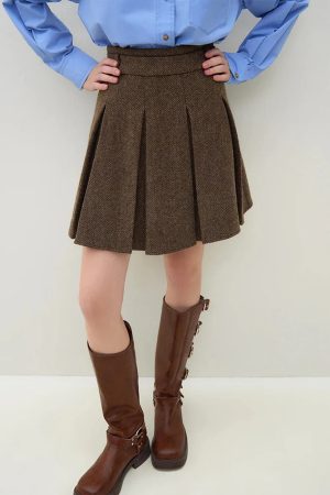 Style Core Aesthetics, New Style Trends - Wool Blazer Jacket & Mini Skirt Two Piece Set