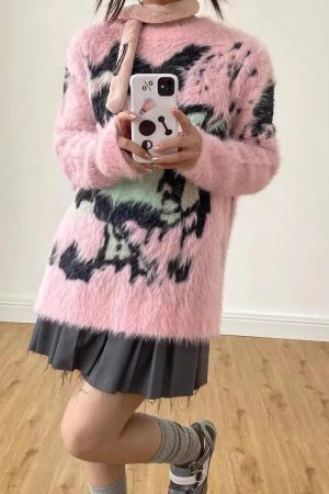 Style Core Aesthetics, New Style Trends - Y2K Aesthetic Fuzzy Sweater