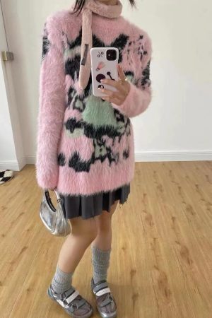 Style Core Aesthetics, New Style Trends - Y2K Aesthetic Fuzzy Sweater