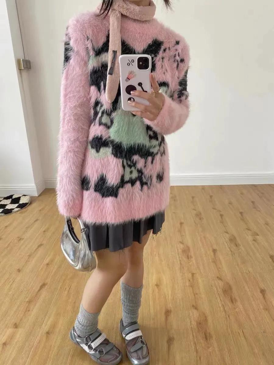 Style Core Aesthetics, New Style Trends - Y2K Aesthetic Fuzzy Sweater Style Core Aesthetics, New Style Trends - Y2K Aesthetic Fuzzy Sweater