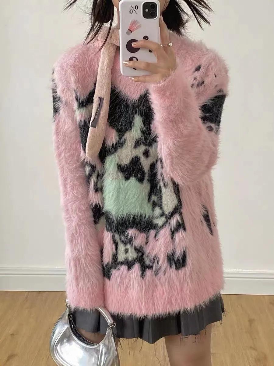 Style Core Aesthetics, New Style Trends - Y2K Aesthetic Fuzzy Sweater Style Core Aesthetics, New Style Trends - Y2K Aesthetic Fuzzy Sweater