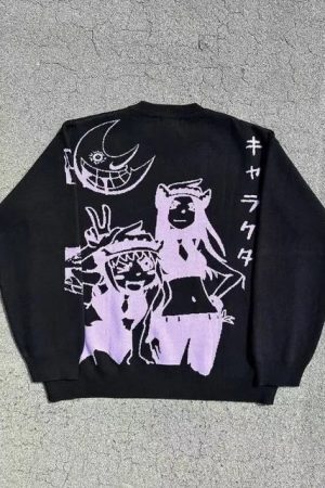 Style Core Aesthetics, New Style Trends - Y2K Anime Knitted Sweater
