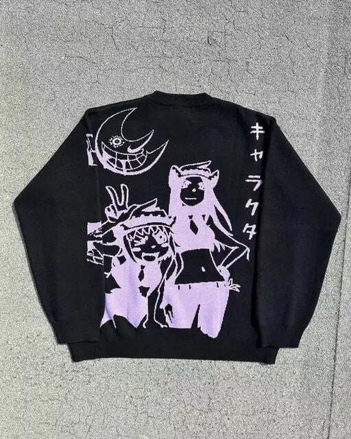 Style Core Aesthetics, New Style Trends - Y2K Anime Knitted Sweater Style Core Aesthetics, New Style Trends - Y2K Anime Knitted Sweater