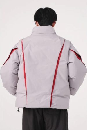 Style Core Aesthetics, New Style Trends - Y2K Asymmetrical Zipper Puffer Jacket