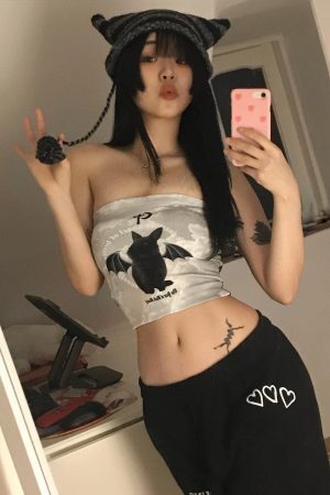 Style Core Aesthetics, New Style Trends - Y2K Bat Rabbit Tube Top