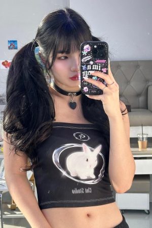 Style Core Aesthetics, New Style Trends - Y2K Bat Rabbit Tube Top