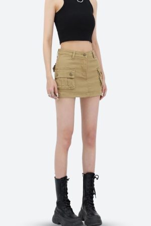 Style Core Aesthetics, New Style Trends - Y2K Cargo Denim Mini Skirt
