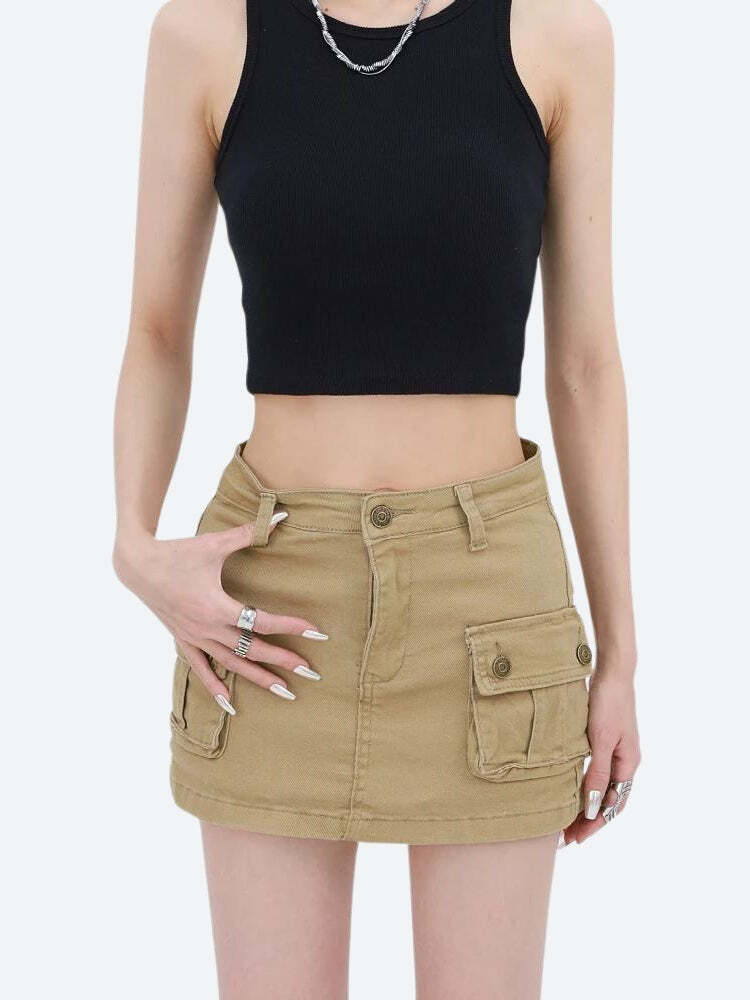 Style Core Aesthetics, New Style Trends - Y2K Cargo Denim Mini Skirt Style Core Aesthetics, New Style Trends - Y2K Cargo Denim Mini Skirt