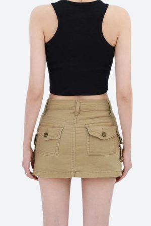 Style Core Aesthetics, New Style Trends - Y2K Cargo Denim Mini Skirt