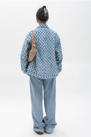 Style Core Aesthetics, New Style Trends - Y2K Checkered Zip Up Jacket