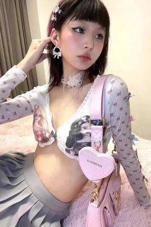 Style Core Aesthetics, New Style Trends - Y2K Coquette Barbie Crop Top