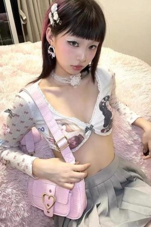 Style Core Aesthetics, New Style Trends - Y2K Coquette Barbie Crop Top