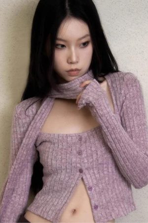 Style Core Aesthetics, New Style Trends - Y2K Corduroy Cropped Scarf Cardigan