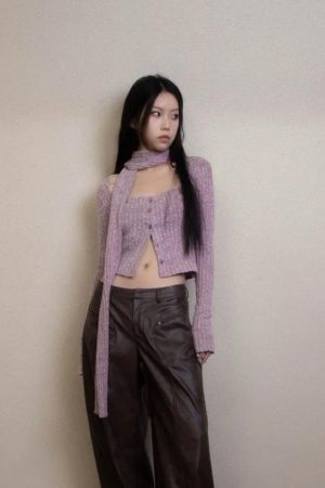 Style Core Aesthetics, New Style Trends - Y2K Corduroy Cropped Scarf Cardigan