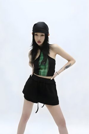 Style Core Aesthetics, New Style Trends - Y2K Cropped Halter Top